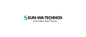 Logo with green “S” symbol and brown text “SUN-WA TECHNOS” and tagline “Co-invent the Future.”
