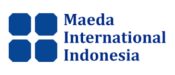 Logo with four blue square shapes forming a pattern beside text “Maeda International Indonesia.”