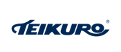 Logo with bold dark blue text “TEIKURO” featuring a curved underline and stylized “T” design.
