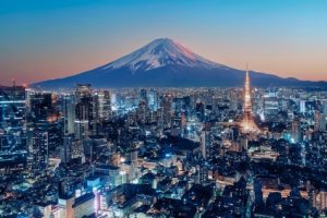 Tokyo,City,Viewed,From,High,Up,At,Sunset,,Japan
